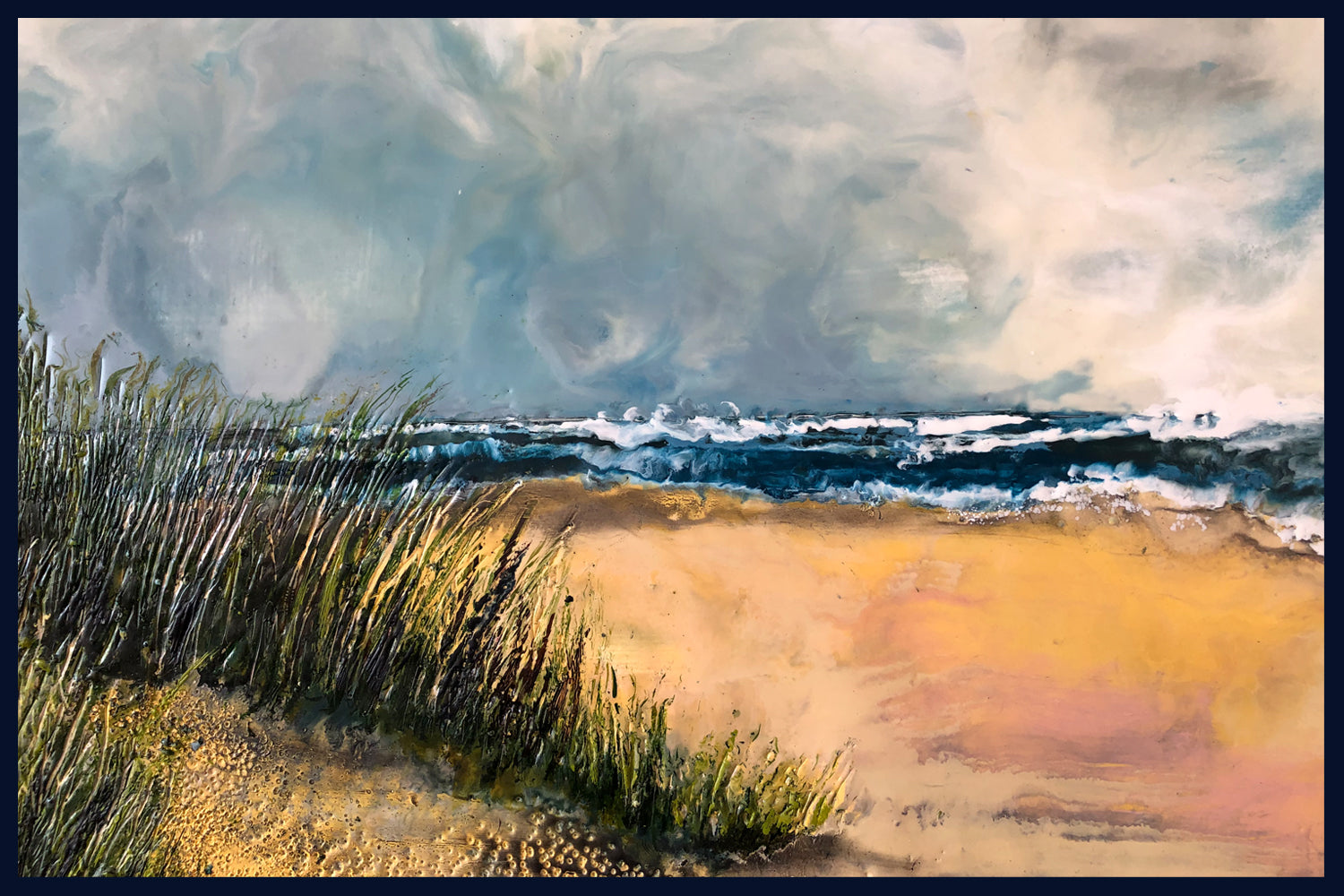 SOLD Linear Lands Collection: First Sight, Holkham, Norfolk. Original Oil & Wax Painting