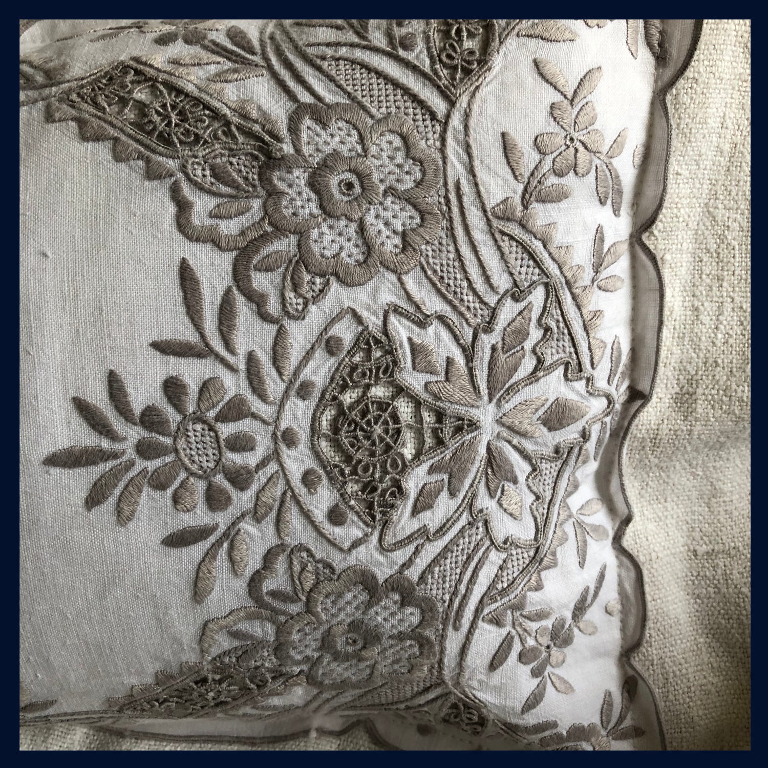 Raw Luxe Collection: Luxury Vintage Embroidered Rectangular Cushion