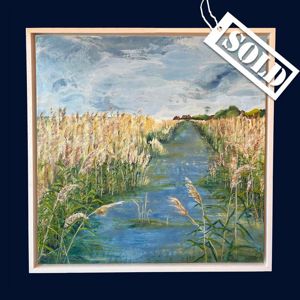 SOLD Linear Lands Collection: Autumn Breeze, Salthouse Marshes, Norfolk. Original Painting