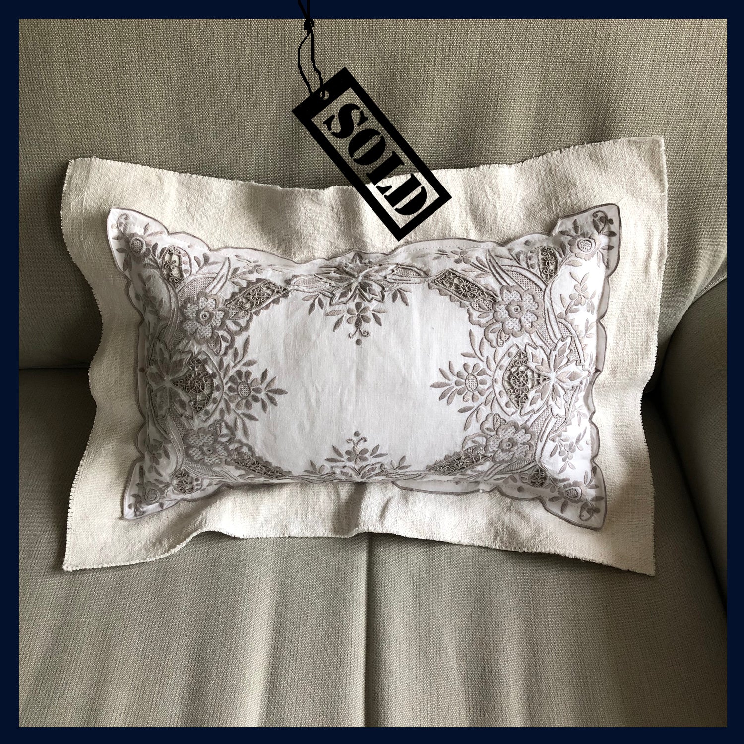 Raw Luxe Collection: Luxury Vintage Embroidered Rectangular Cushion