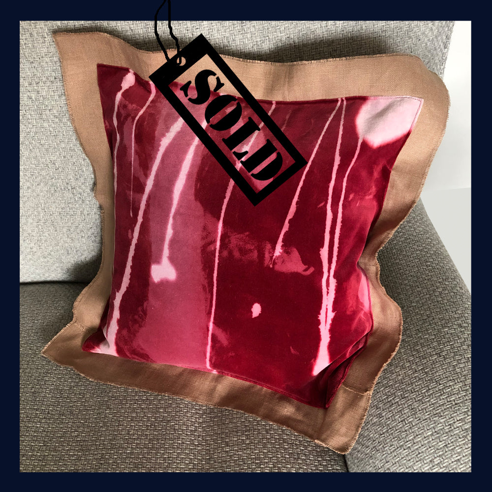 Raw Luxe Collection: Luxury Vintage Velvet & Old Linen Cushion 16"/41cm (5)