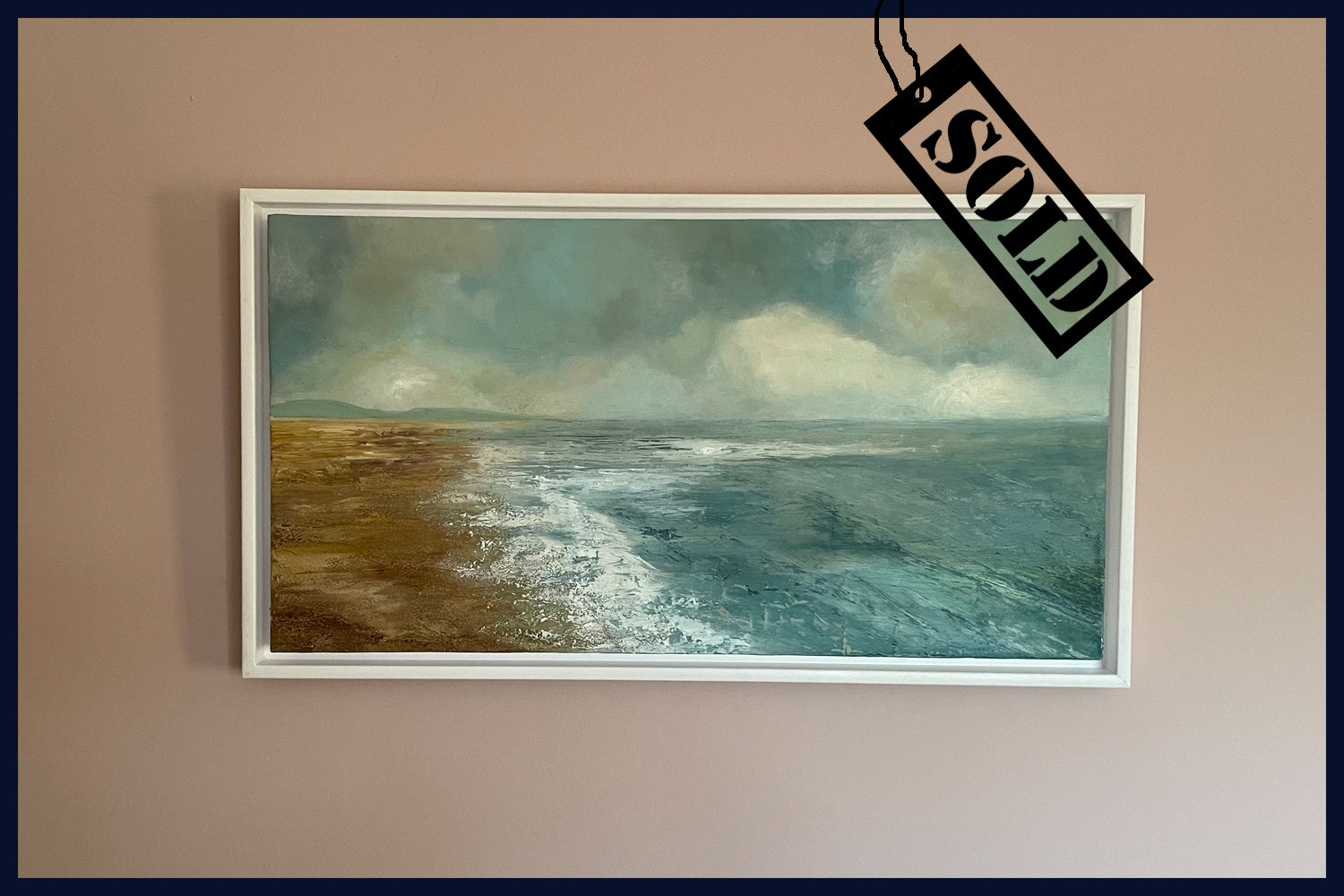 SOLD Linear Lands Collection: A Quiet Sunday, Holkham Beach, Norfolk. Original Oil & Wax Painting