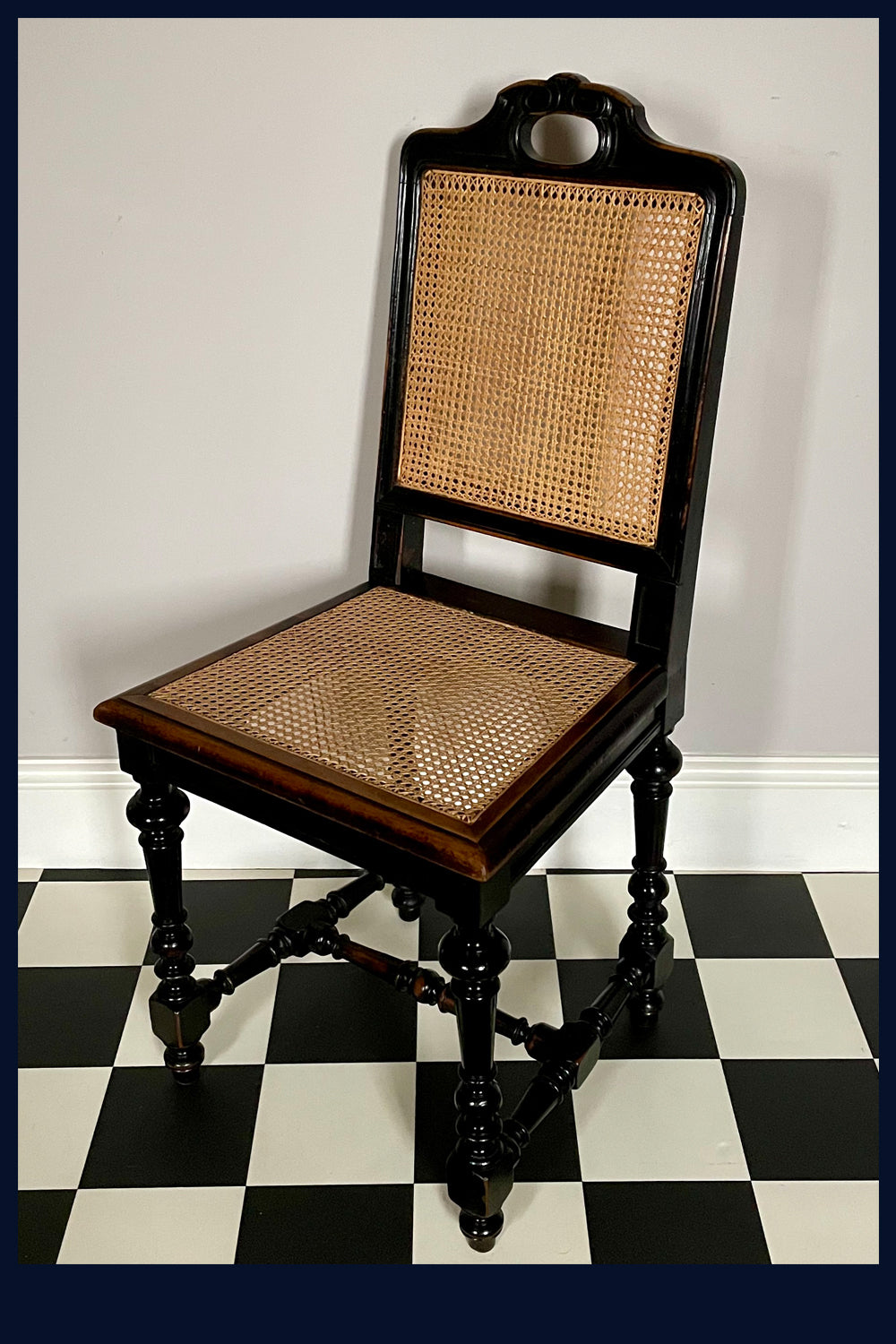 Wonderland Furniture Collection: 1800s French Ebonised & Caned Dining Chair