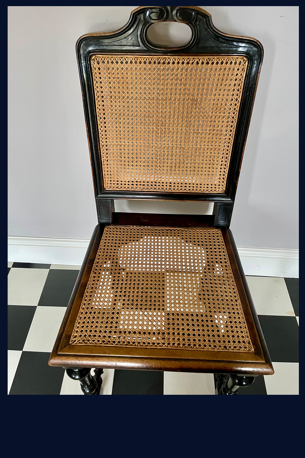 Wonderland Furniture Collection: 1800s French Ebonised & Caned Dining Chair