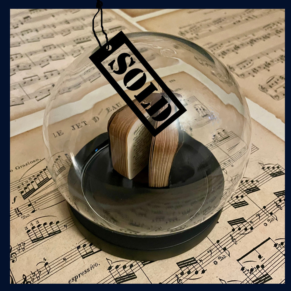 SOLD - Enigma Variations Collection: Miniature Antique Shakespeare's 'Hamlet' Book with a Specimen Butterfly in a Glass Display Dome