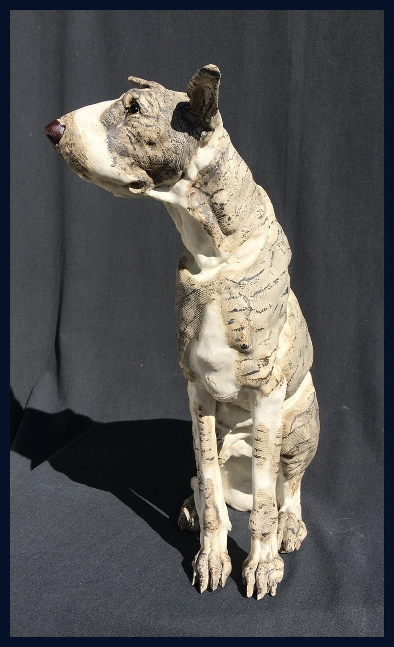 Large Sitting Dog Stoneware Sculpture by Elaine Peto Utopia The