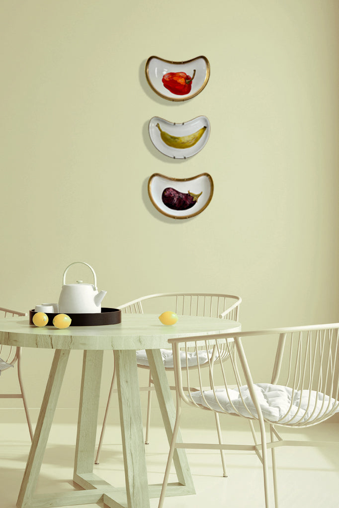 Original oil painting on a vintage side plate - aubergine