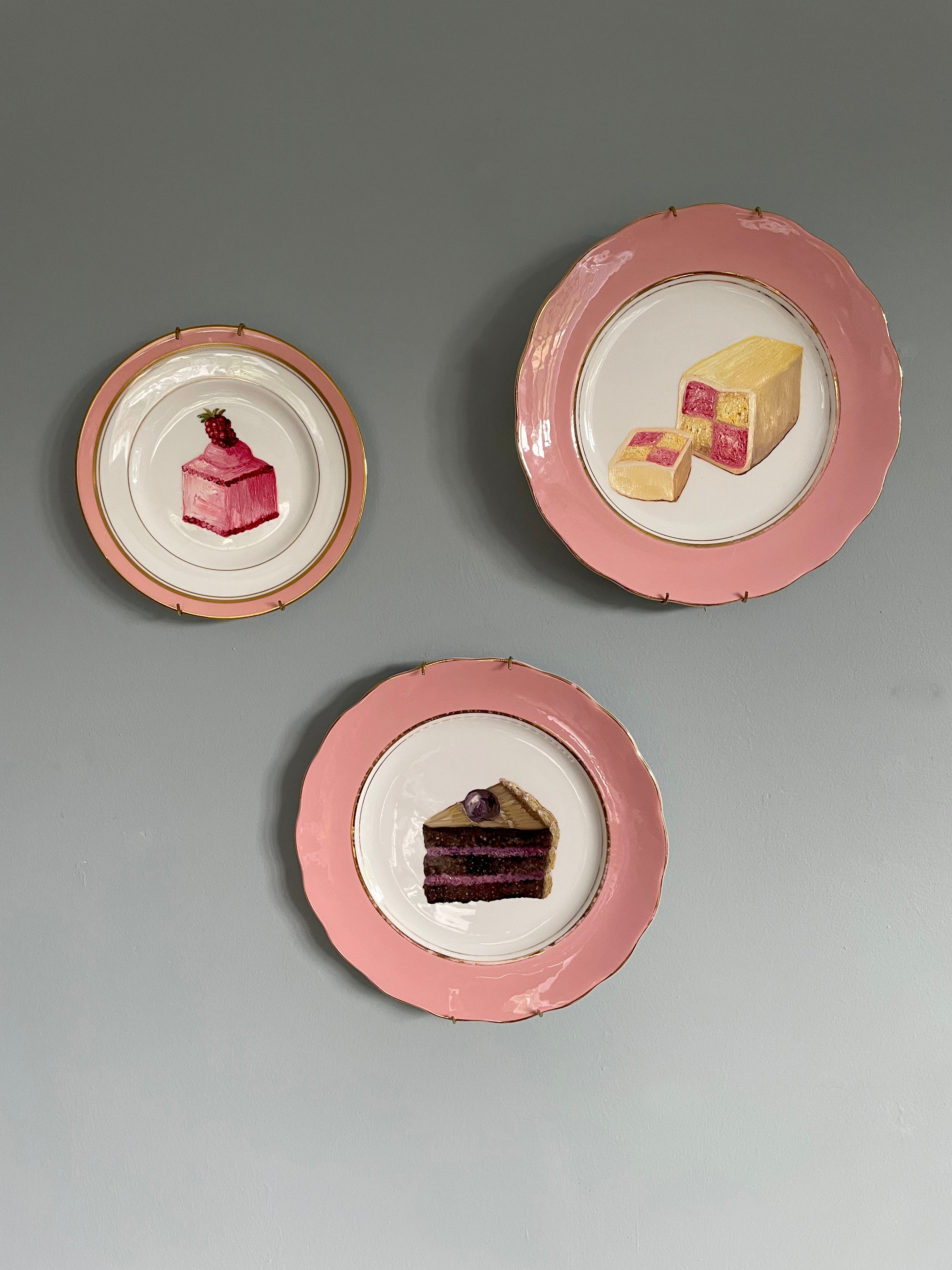 Battenburg Original Oil Painting On Vintage Colclough China Salad Plate