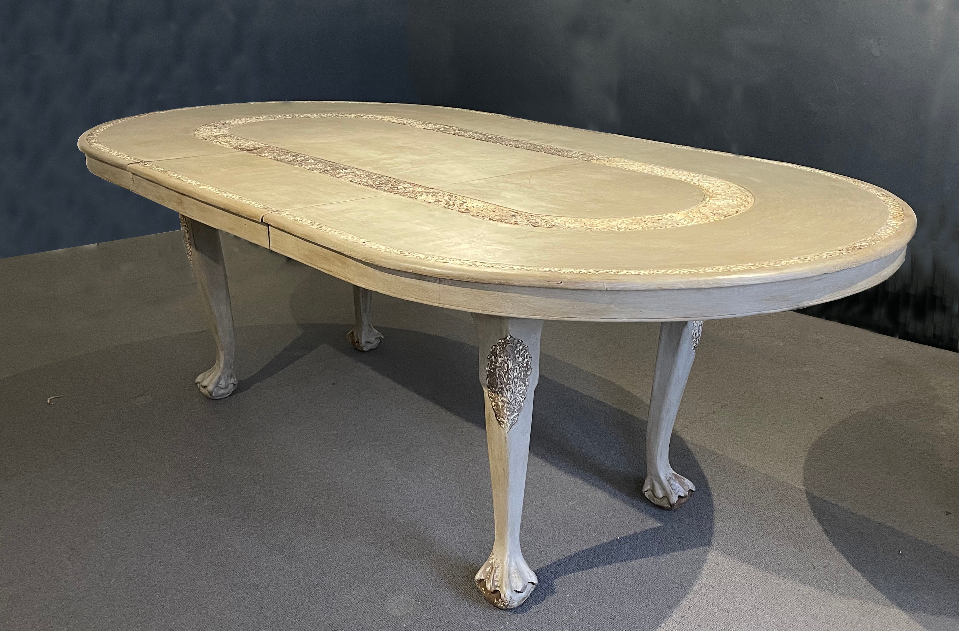 REDUCED Large Carved & Painted Victorian Oval Table