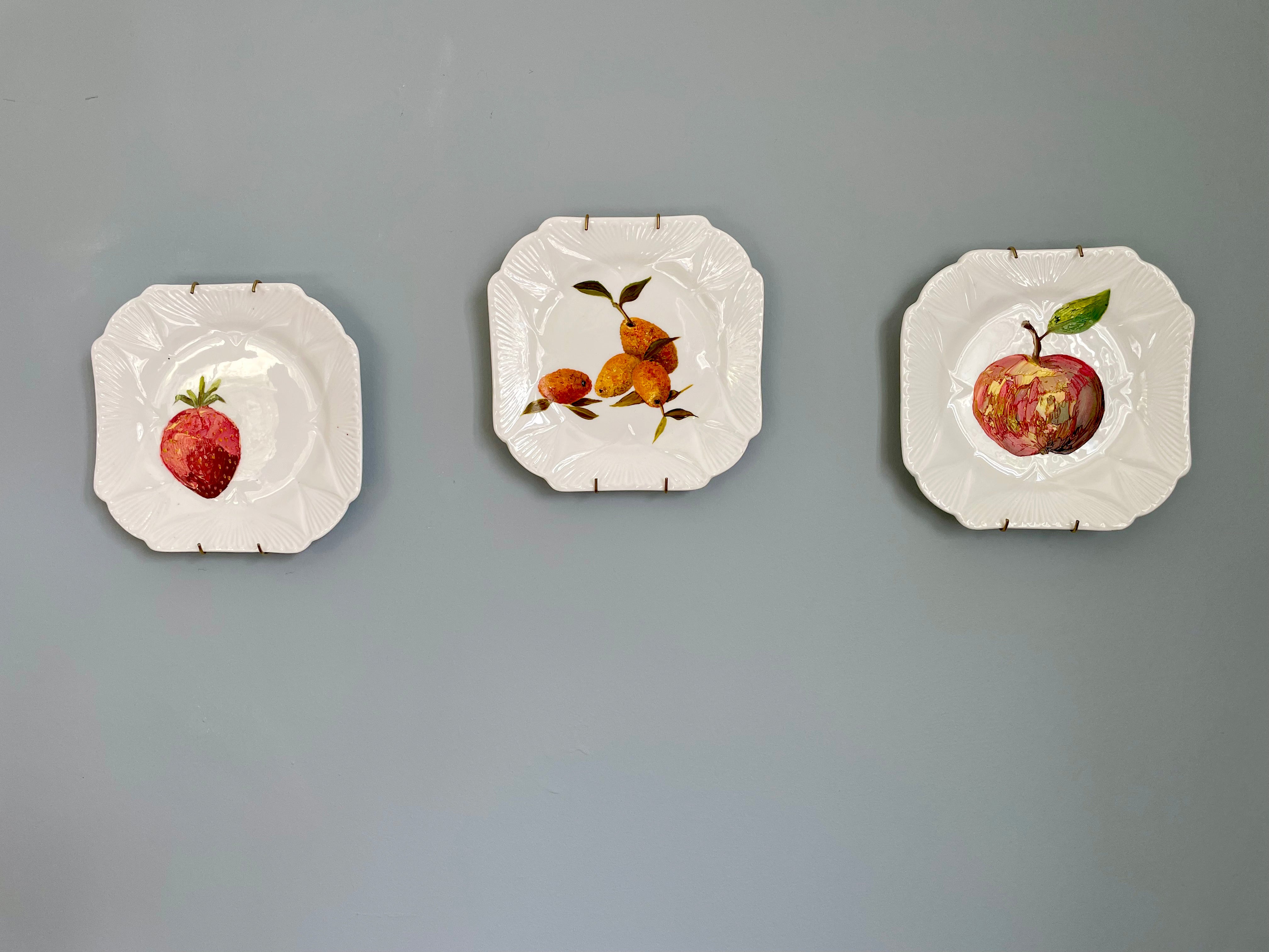 Plated: original fine art oil painting on an antique tea plate - kumquats