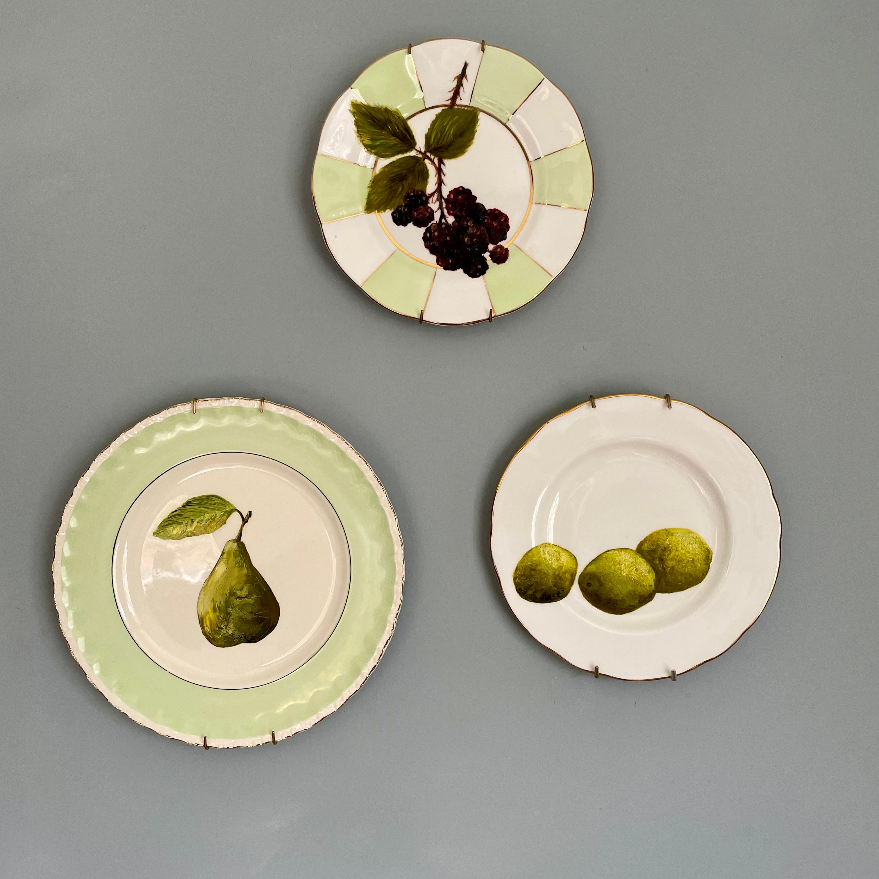 Plated: original fine art oil painting on a vintage tea plate - pear