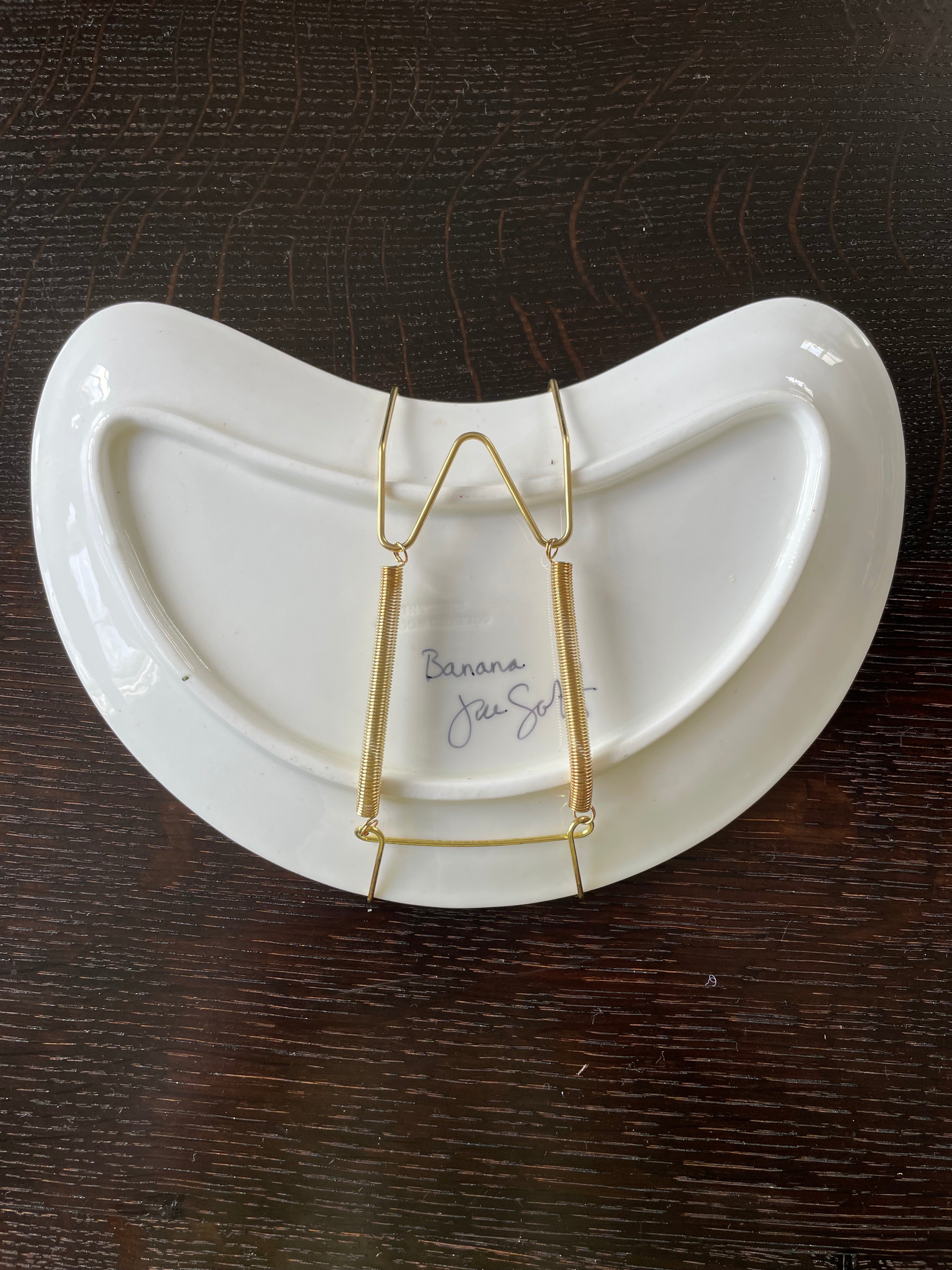 Original oil painting on a vintage side plate - banana