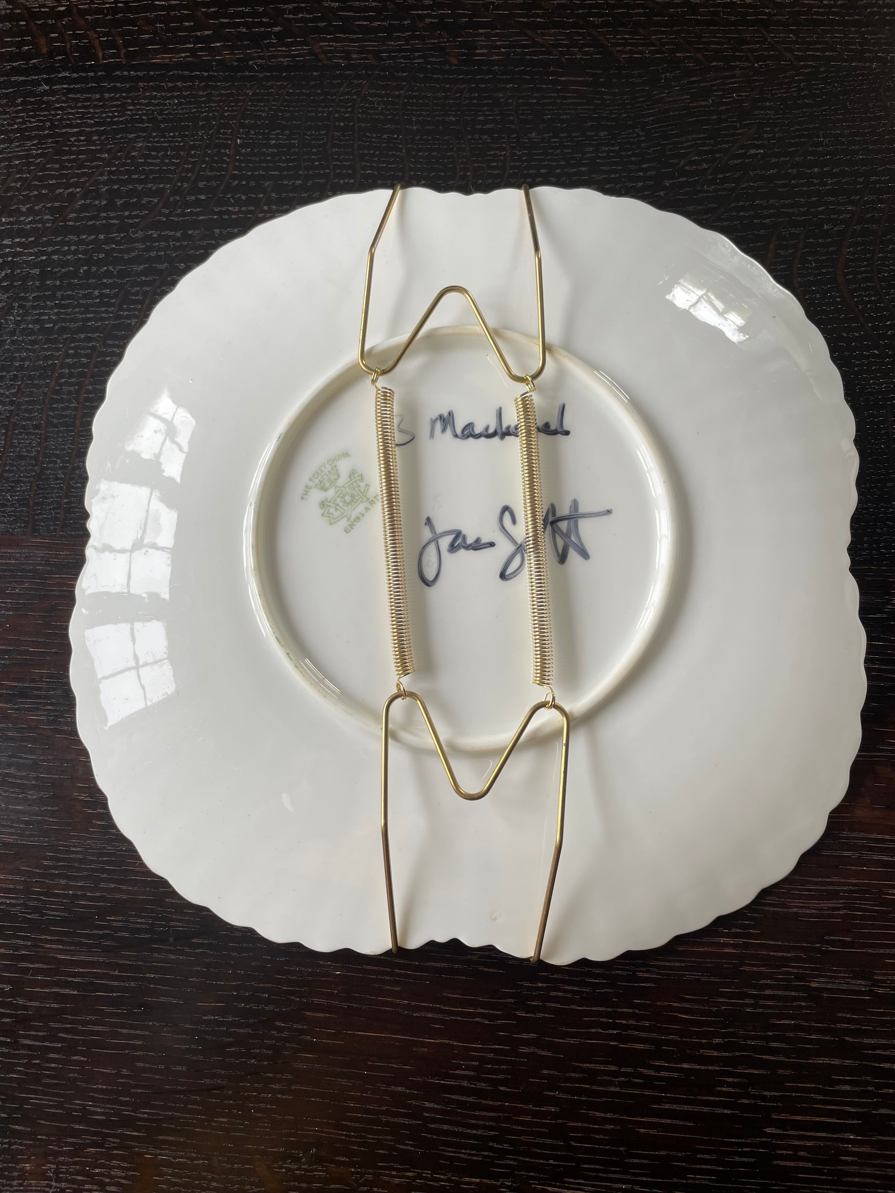 Plated: original fine art oil painting on a vintage plate - 3 mackerel