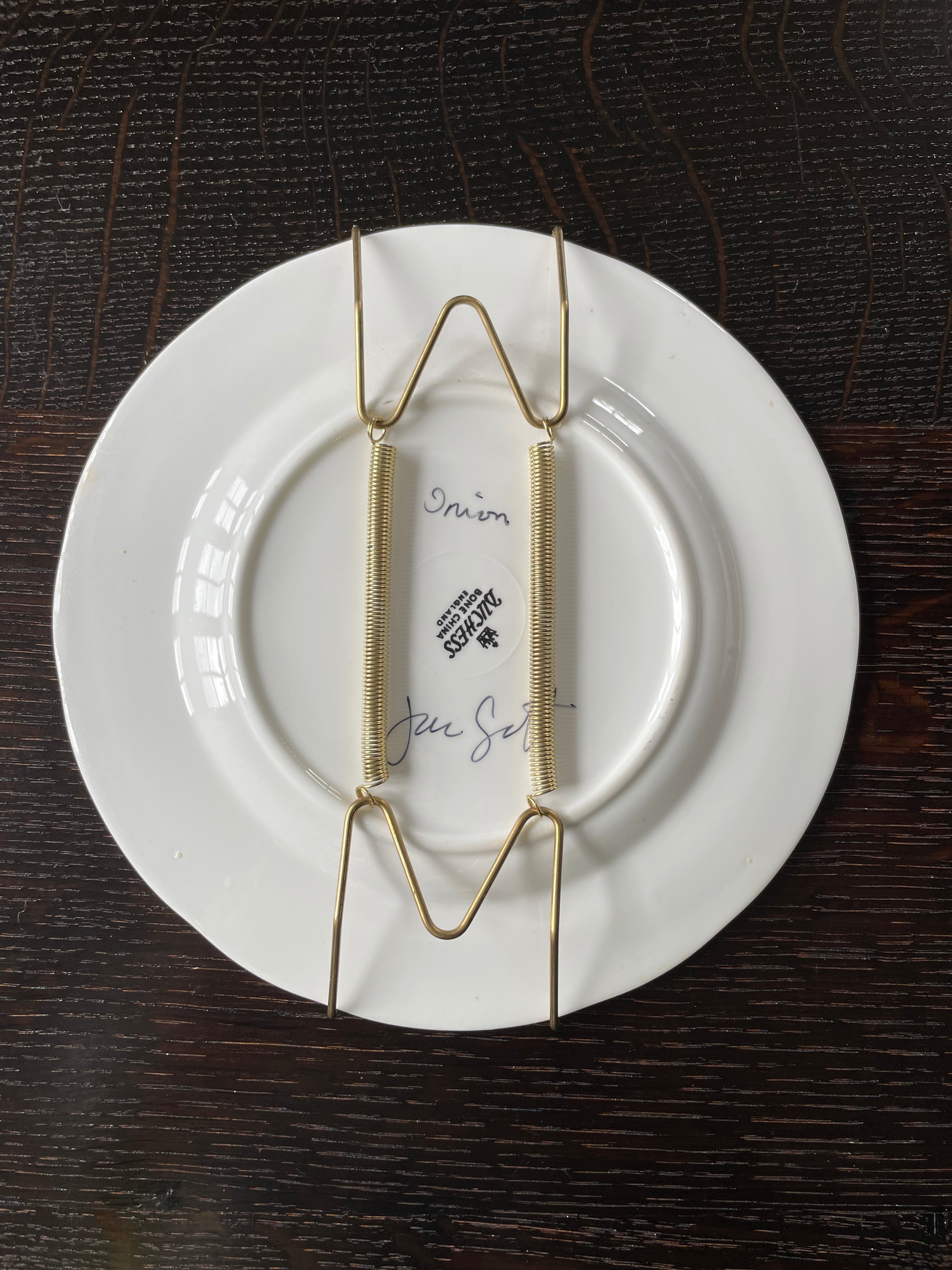 Original oil painting on a vintage tea plate - onion 2