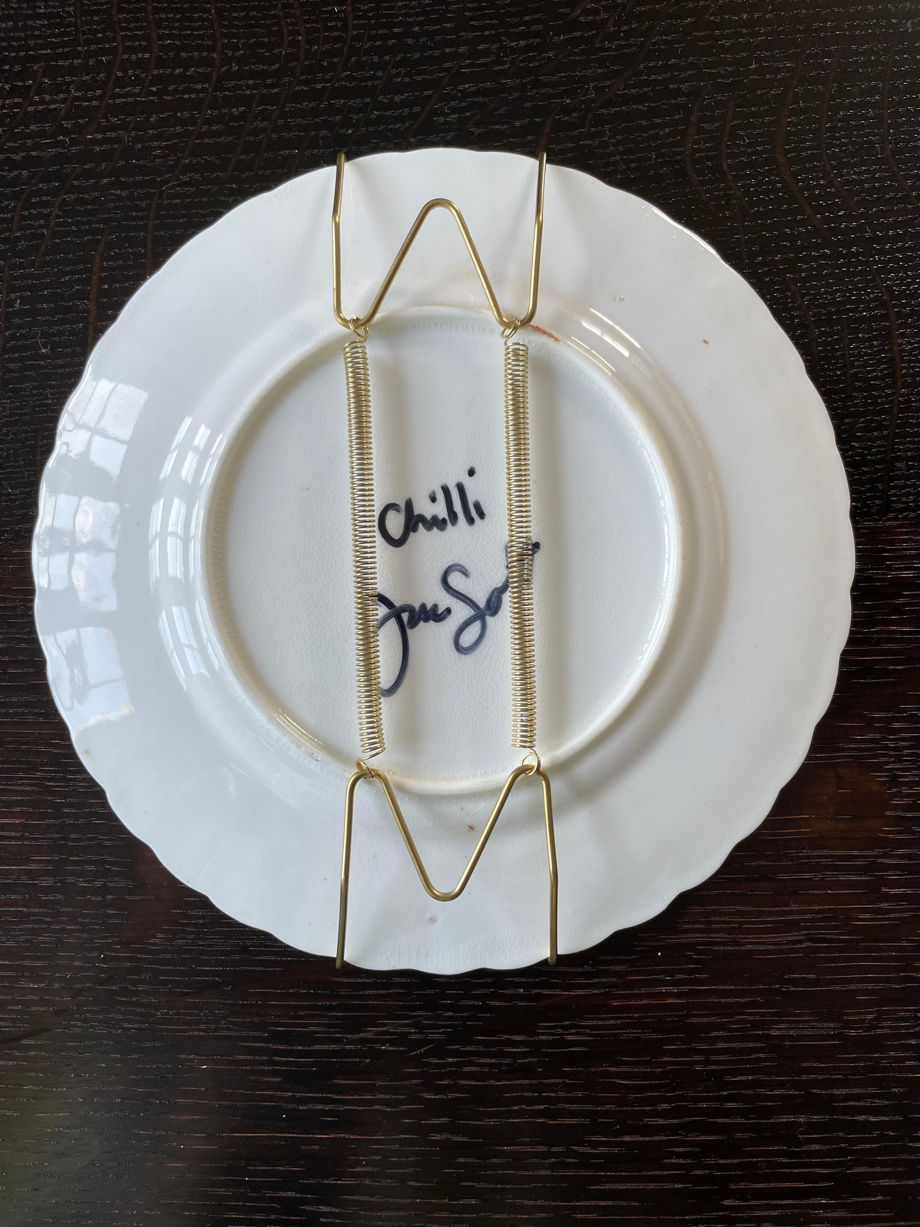 Plated: original fine art oil painting on a vintage tea plate - chilli
