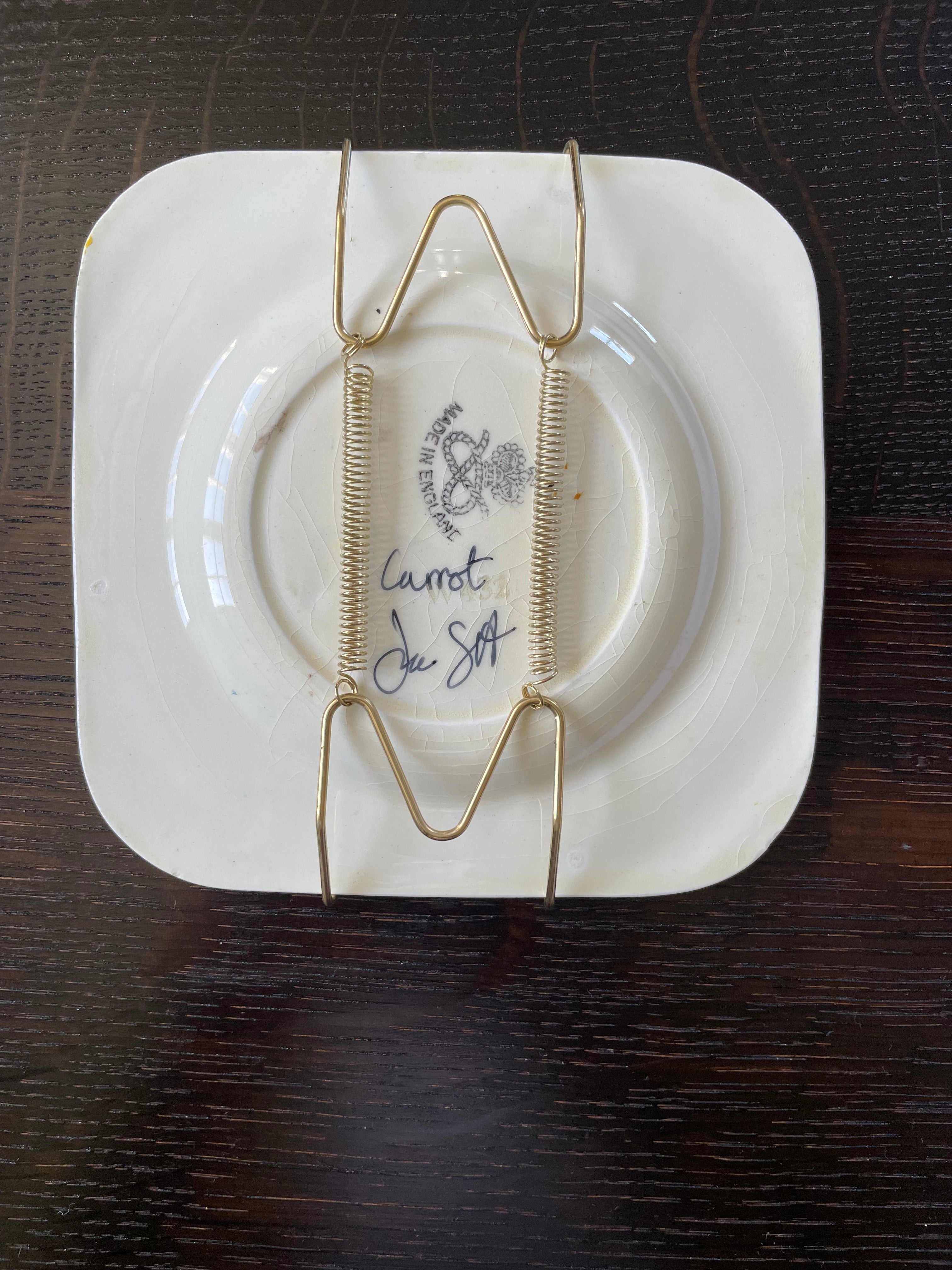 Carrot - original oil painting on 1930s tea plate