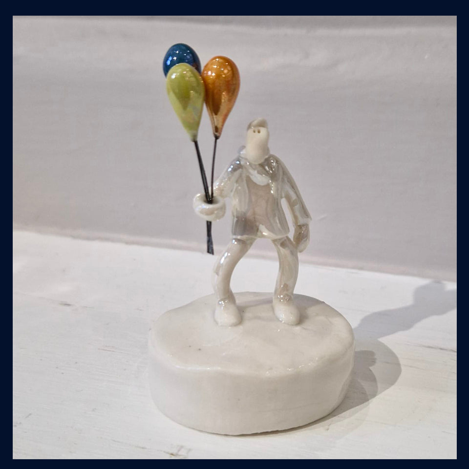 Ceramic Miniaturist Andrew Bull - 3 balloons man