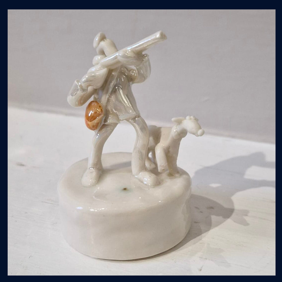 Ceramic Miniaturist Andrew Bull - hunting man with gun