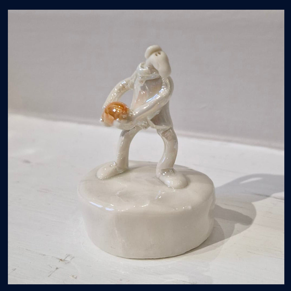 Ceramic Miniaturist Andrew Bull - man playing rugby