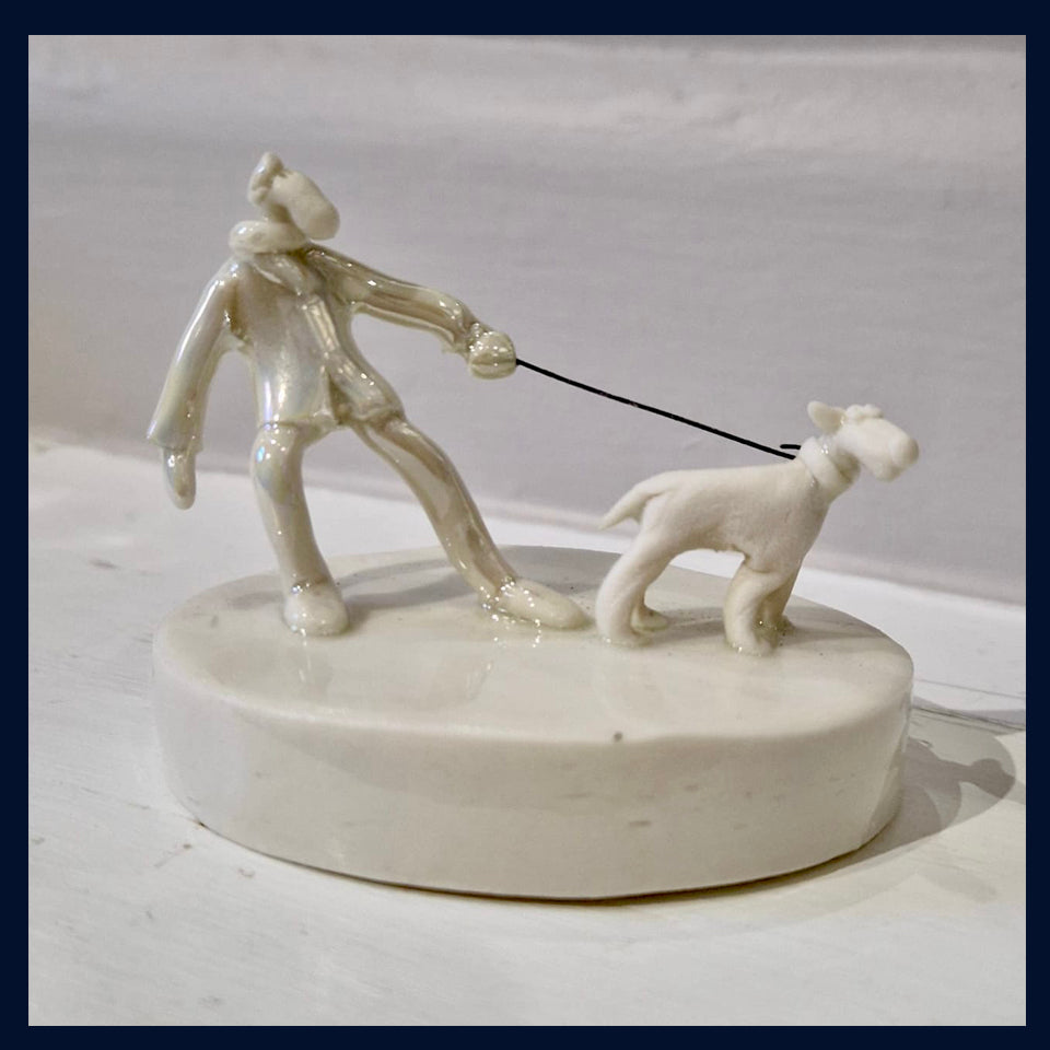 Ceramic Miniaturist Andrew Bull - walking the dog