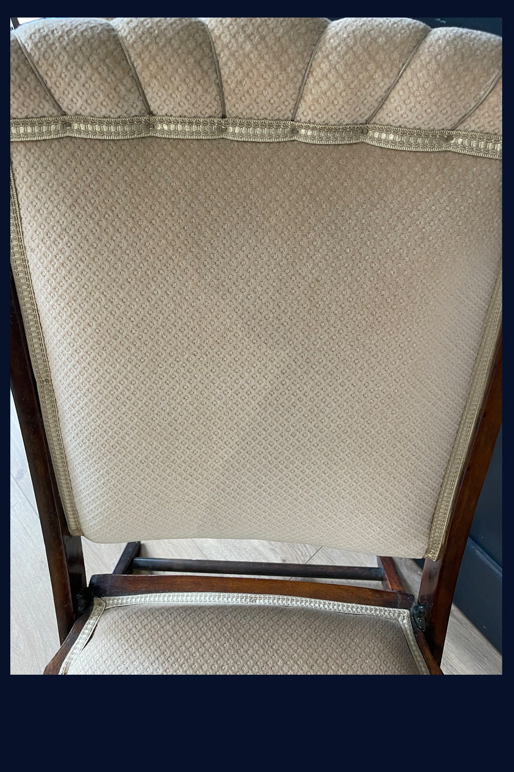Wonderland Furniture Collection: Antique Mahogany Upholstered Campaign Chair