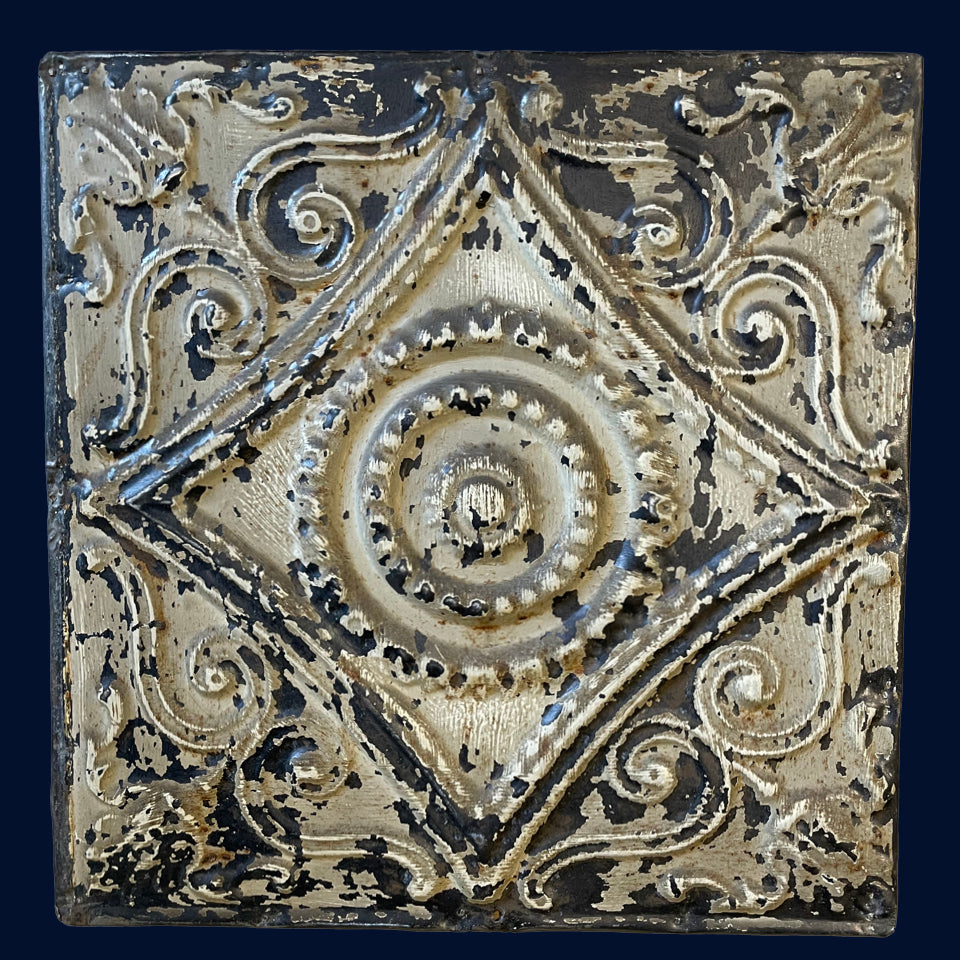 Framed Antique USA Tin Ceiling Tile (186)