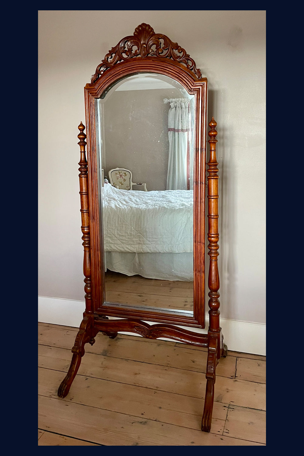 Victorian Mahogany Full-Length Cheval Dressing Mirror