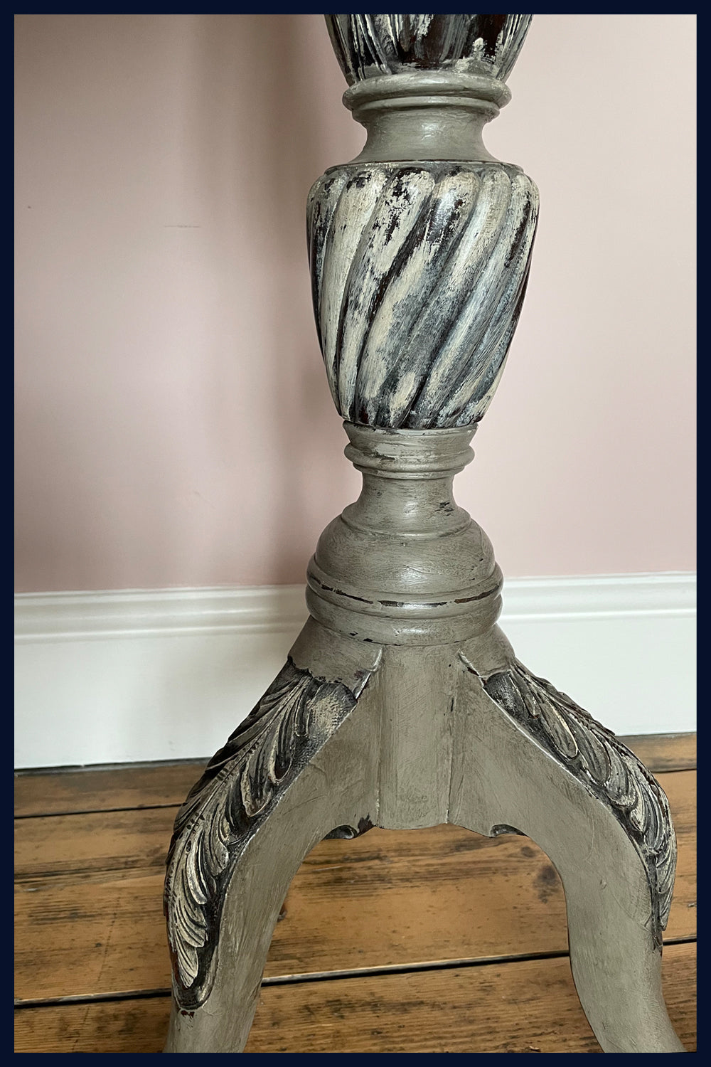 Wonderland Furniture Collection: Painted Victorian Carved Wooden Torchiere/Plant Stand