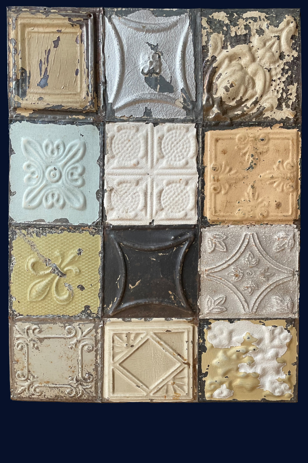 Enigma Variations Collection: Mounted Collection of Antique USA Tin Ceiling Tiles (156)