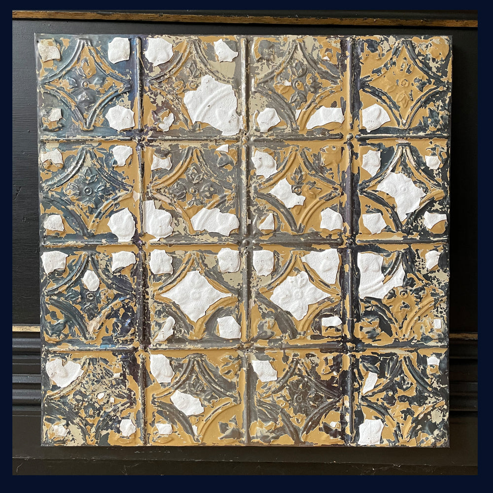 SOLD - Enigma Variations Collection: Framed Antique USA Tin Ceiling Tile (151)