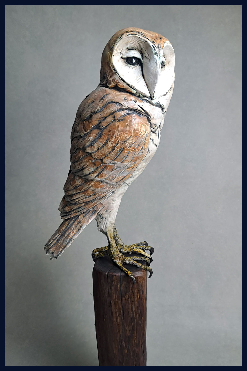 Barn Owl: Ceramic Sculpture by David Cooke
