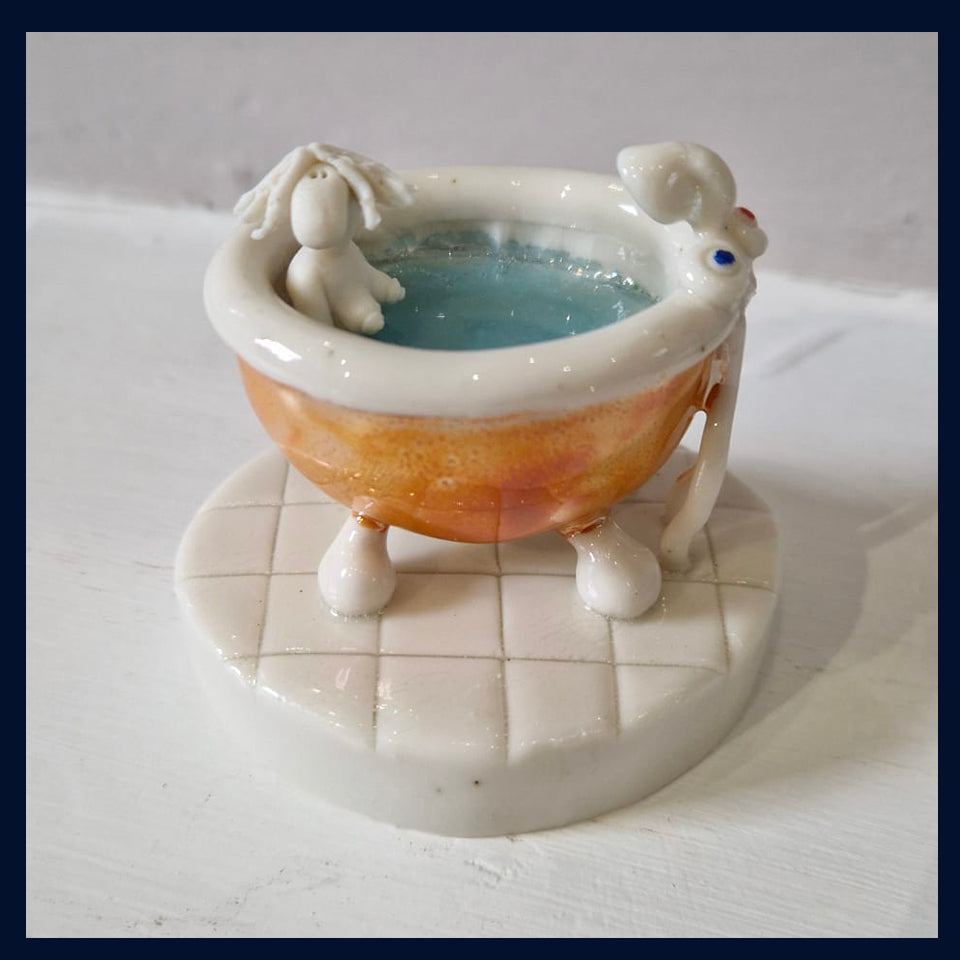 Ceramic Miniaturist Andrew Bull - lady in the bath