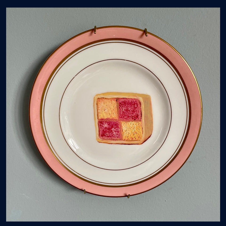 Battenburg Slice Original Oil Painting On Royal Worchester China Tea Plate