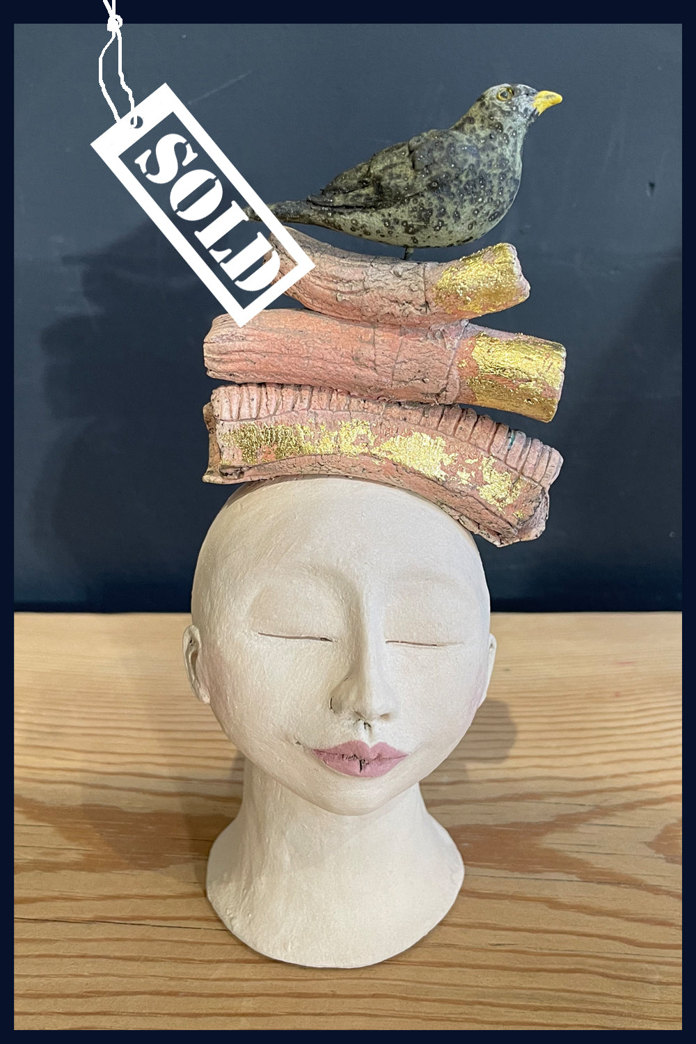 SOLD 'Blackbird' Figurative Ceramic Sculpture by Jean Tolkovsky