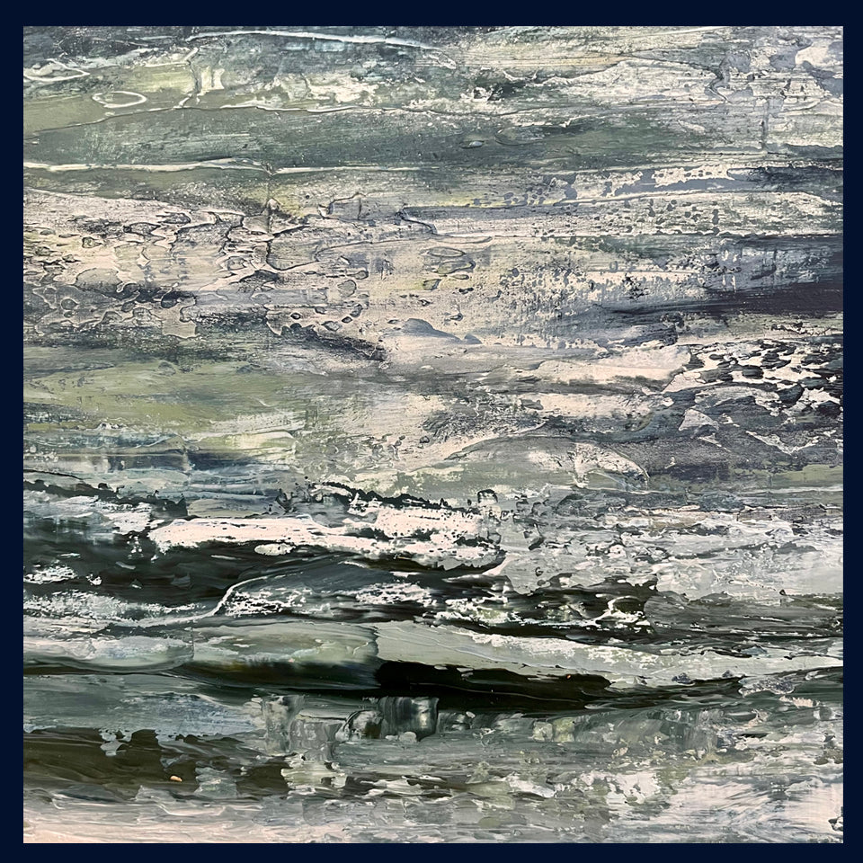 Linear Lands Collection: Blue Horizon. Original Oil Painting