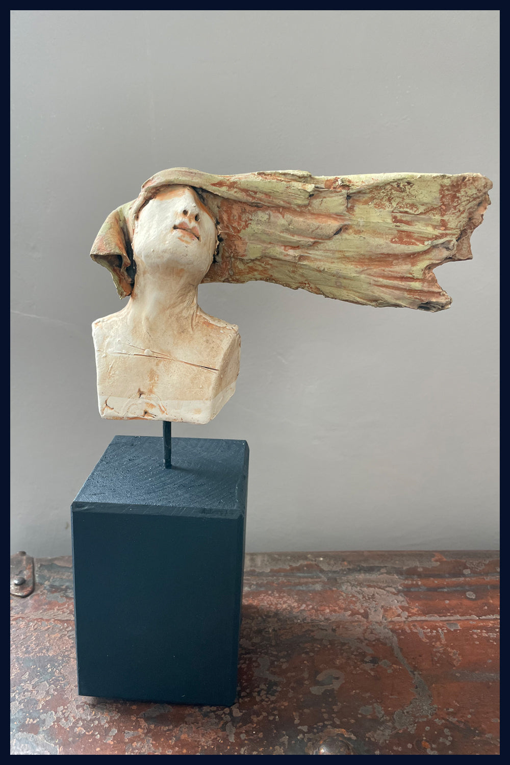 Small Head on Pediment (1) Ceramic Sculpture by Christy Keeney Utopia