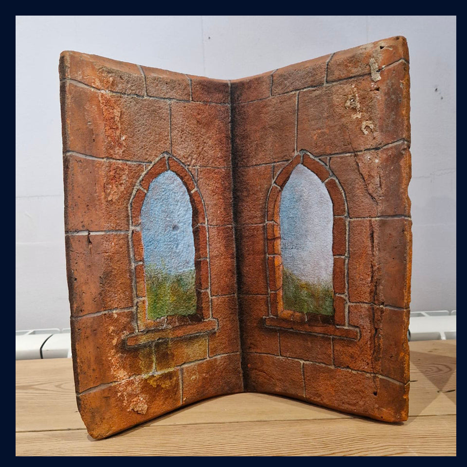 Painting 76: Twin Arches Clay Ridge Roof Tile Painting Sculpture by Colin Kitchener