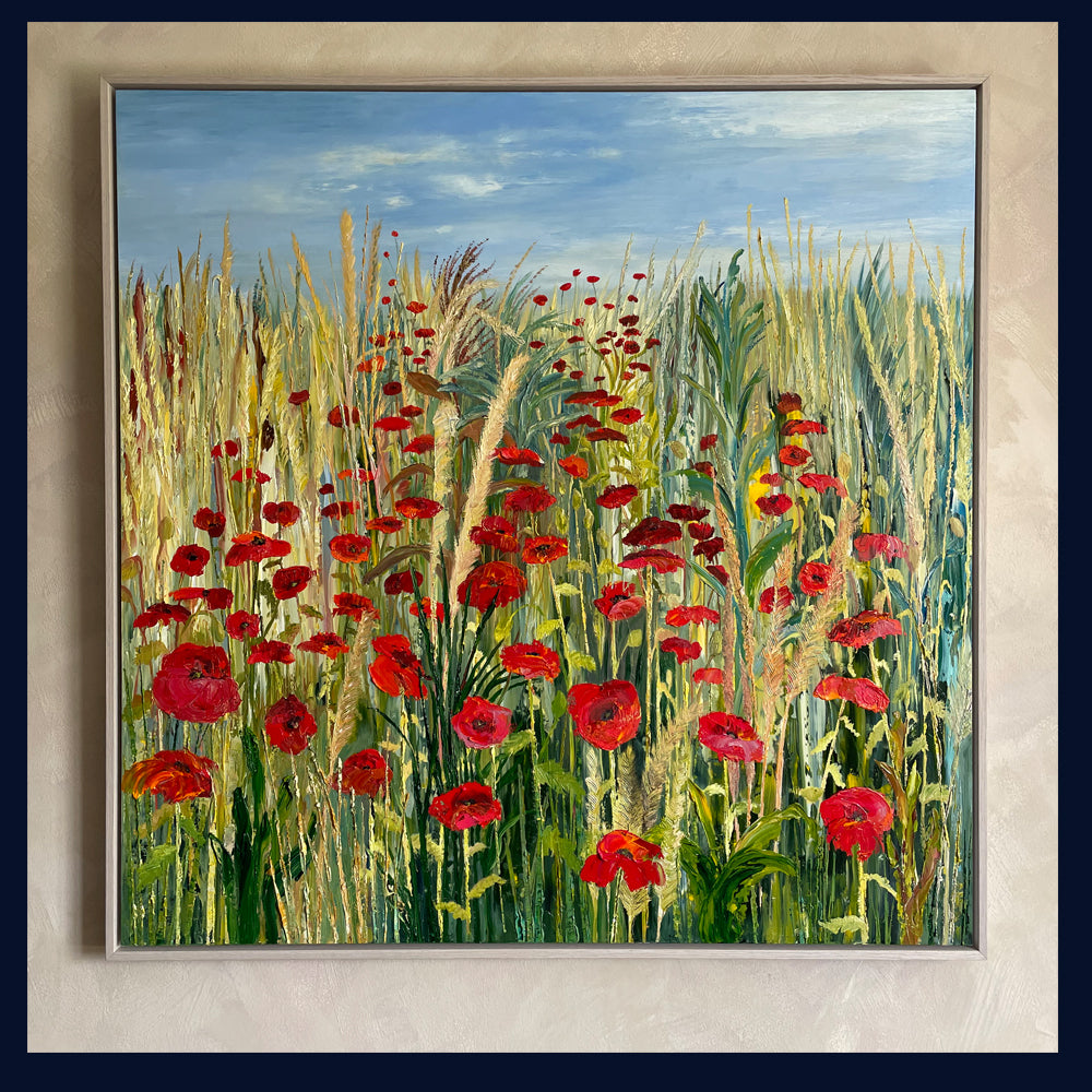 Fields of Wonder Collection: Crimson Enchantment. Original Oil Painting