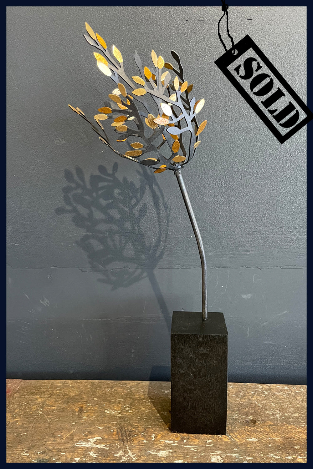 SOLD Large Swept Tree: Metal & Wood Sculpture by David Mayne