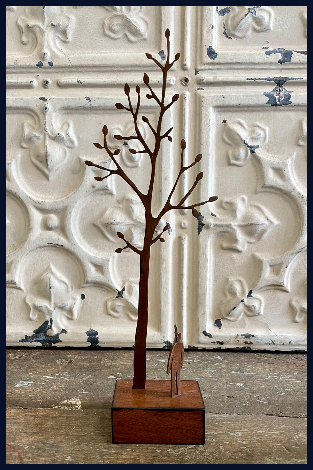 Tree Inspector: Metal & Wood Sculpture by David Mayne