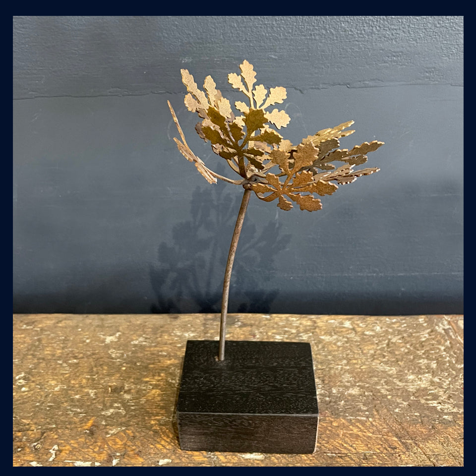 Oak Sapling Tree: Metal & Wood Sculpture by David Mayne