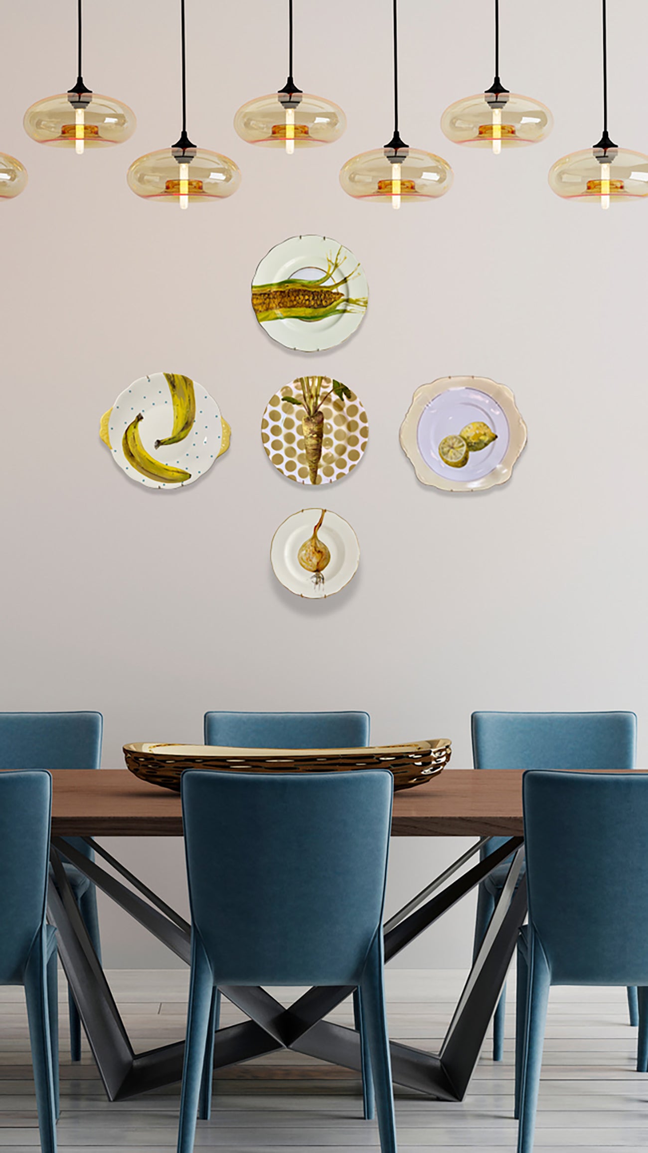 Plated: original fine art oil painting on a vintage cake plate - lemons