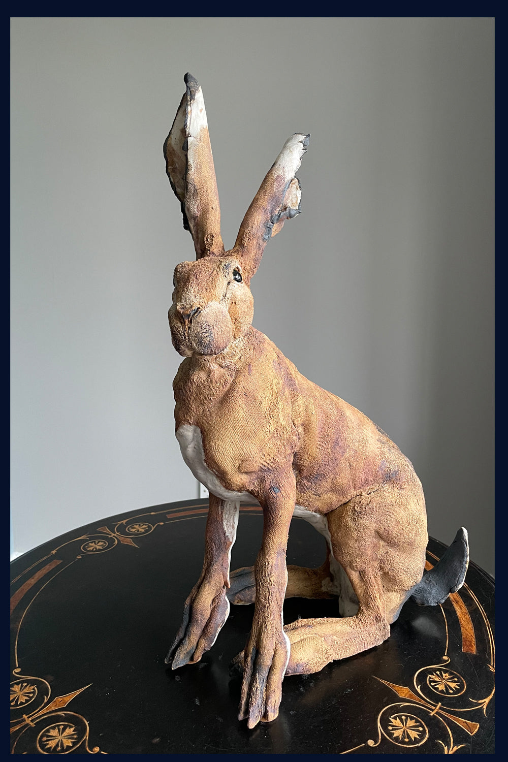 Sitting Hare (medium): Ceramic Stoneware Sculpture by Elaine Peto