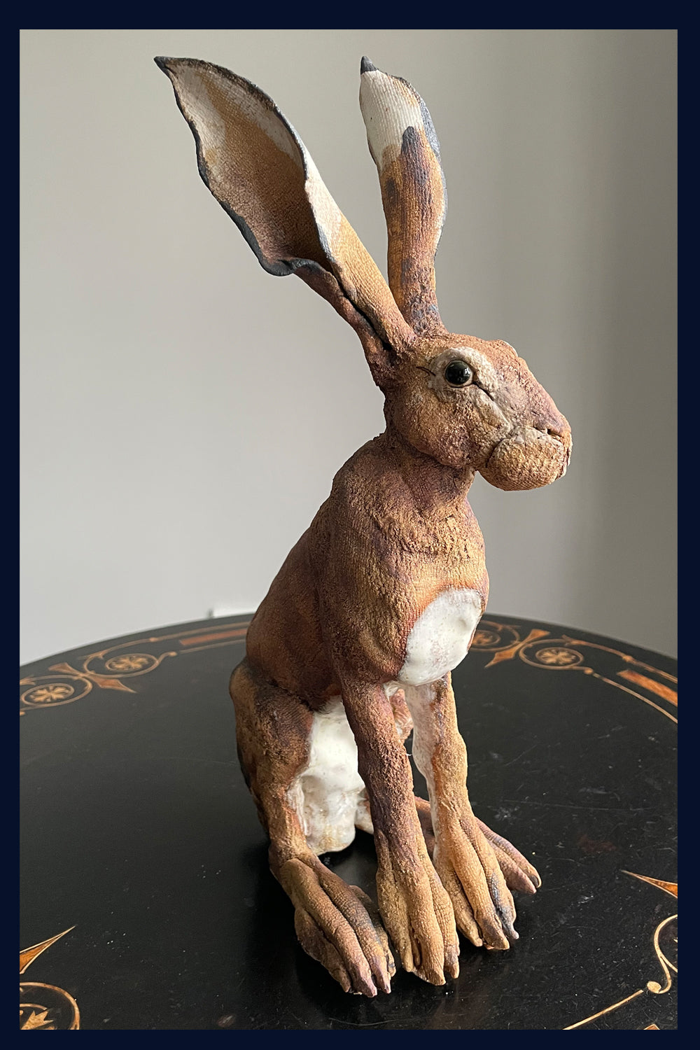 Sitting Hare (small): Ceramic Stoneware Sculpture by Elaine Peto