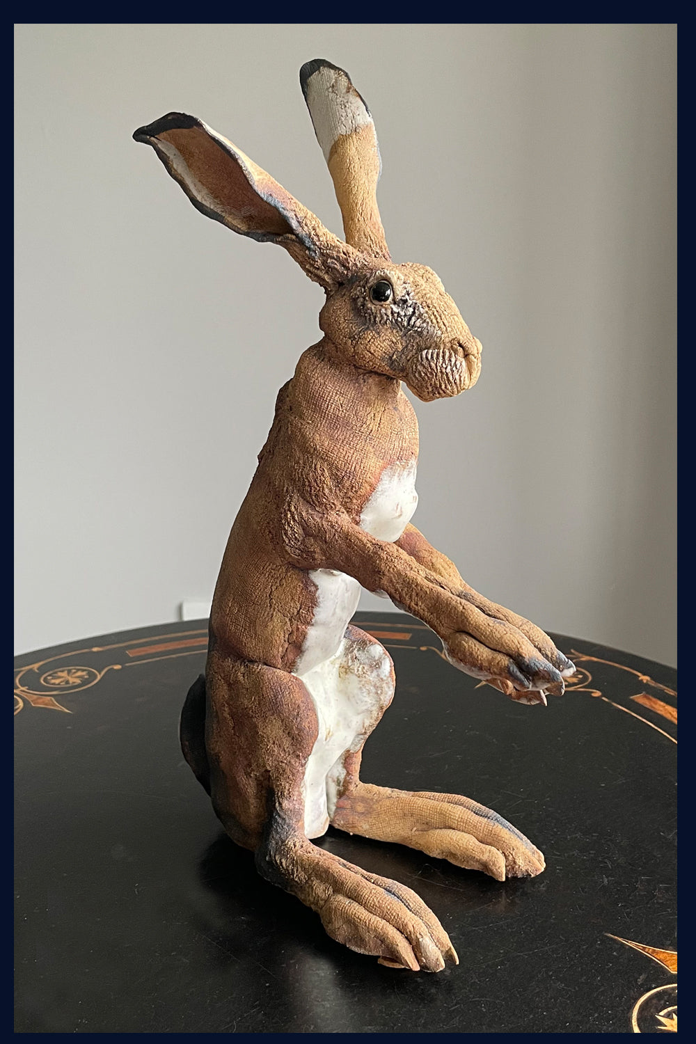 Sitting Hare (small) 2: Ceramic Stoneware Sculpture by Elaine Peto