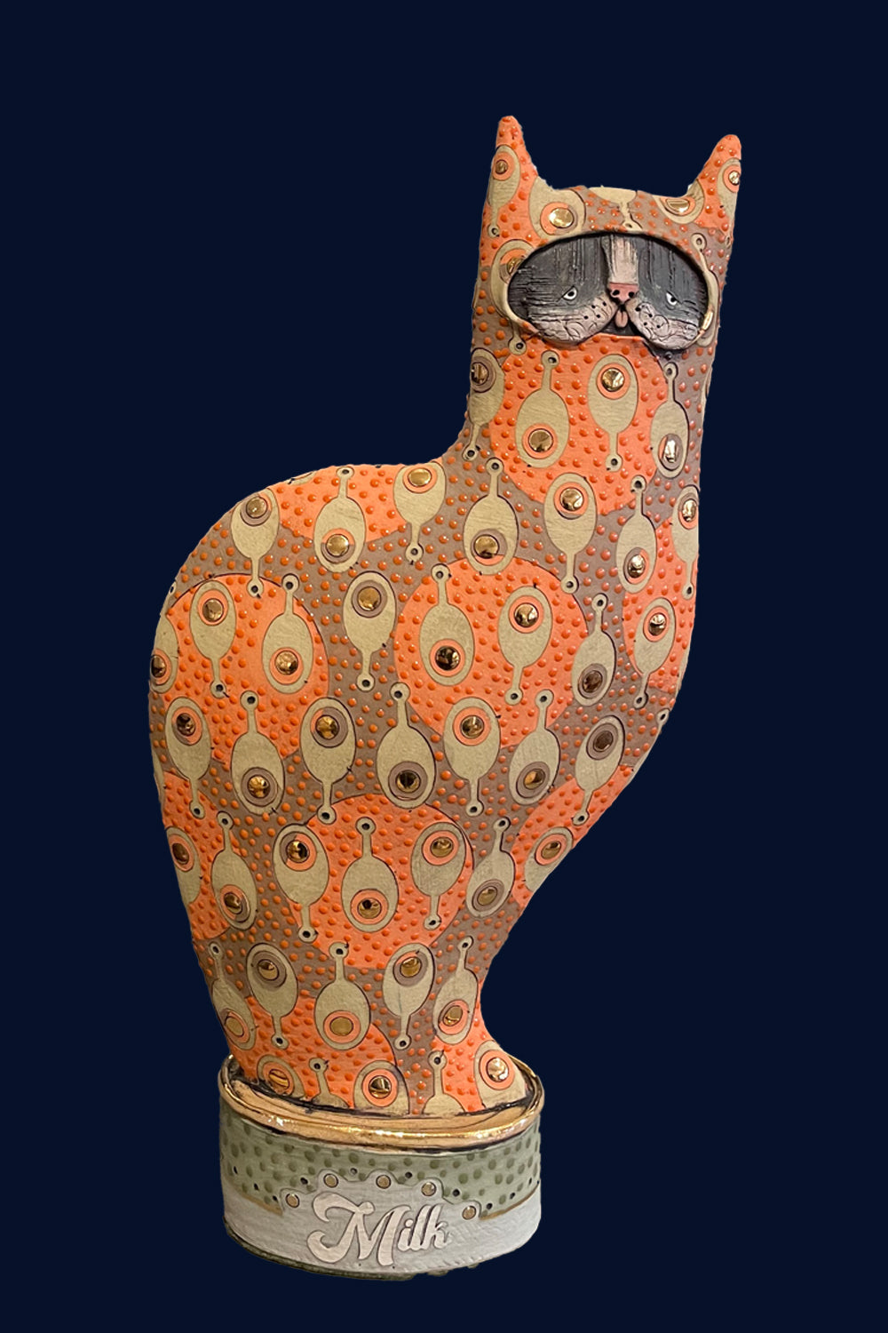 Orange Cat Sat on Tin of Milk by Ceramicist Emily Rowley