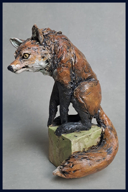 SOLD Small Fox: Ceramic Sculpture by David Cooke