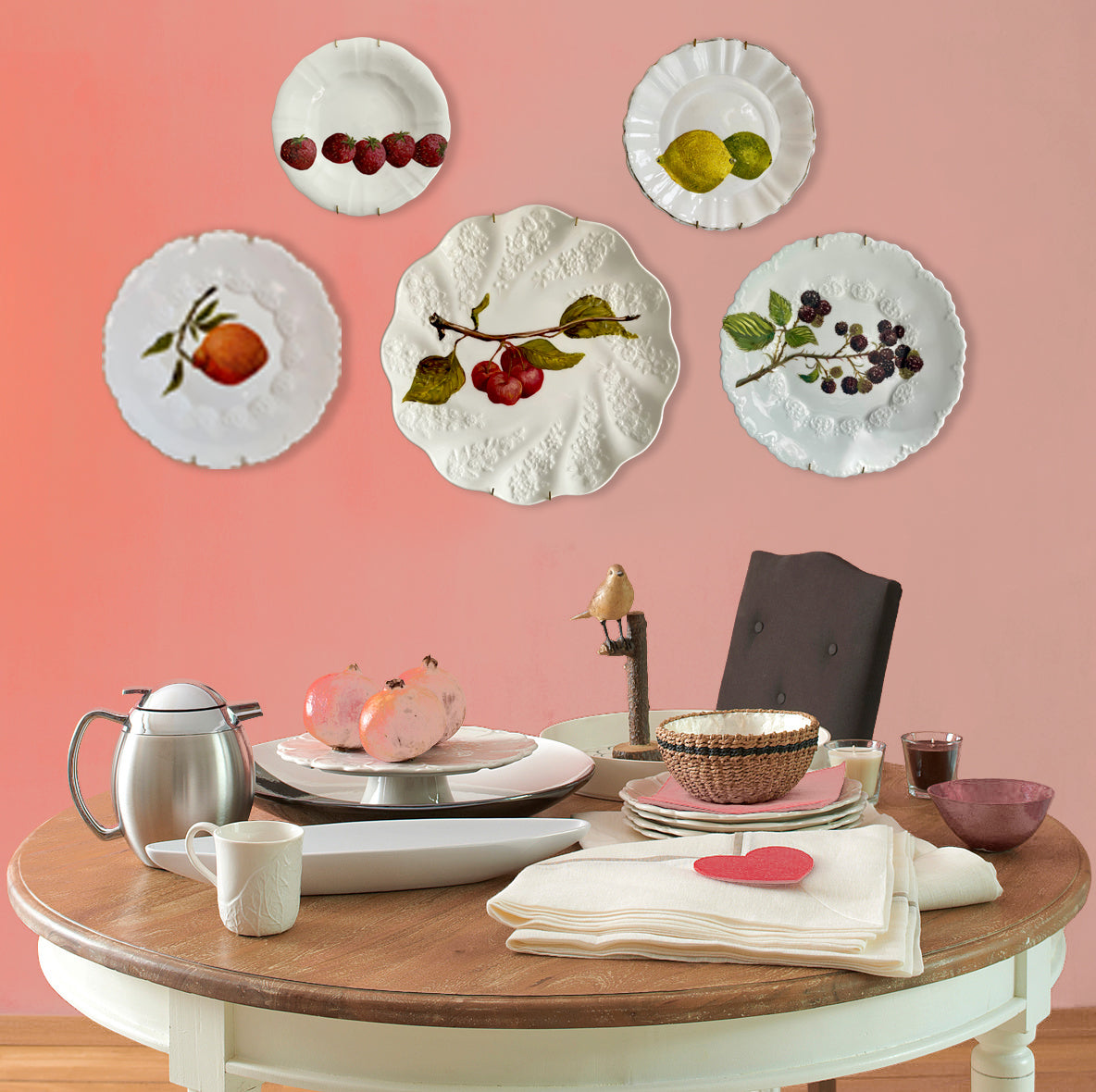 Plated: original fine art oil painting on an antique Coalport salad plate - crab apple spray