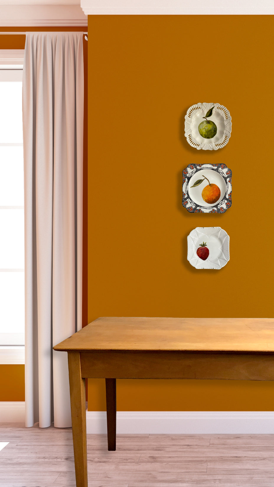Plated: original fine art oil painting on an Art Deco Crown Ducal tea plate - mandarin orange