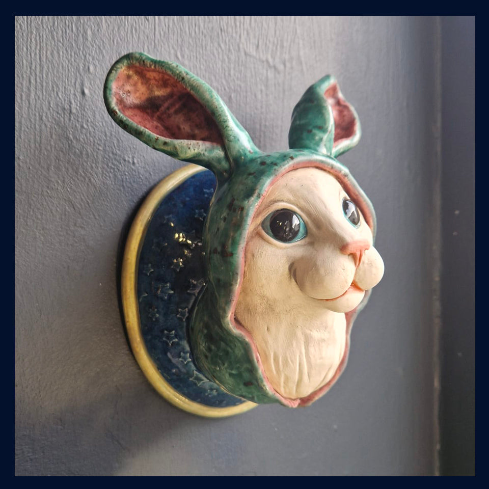 PJ Cat (Cat) Ceramic Wall Cat Sculpture - Helen Higgins